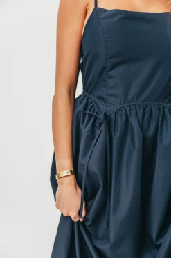 Discount Worth Collective Gracelyn Bow Tie Front Detail Maxi Dress in Navy
