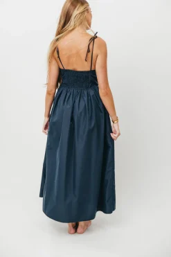 Discount Worth Collective Gracelyn Bow Tie Front Detail Maxi Dress in Navy