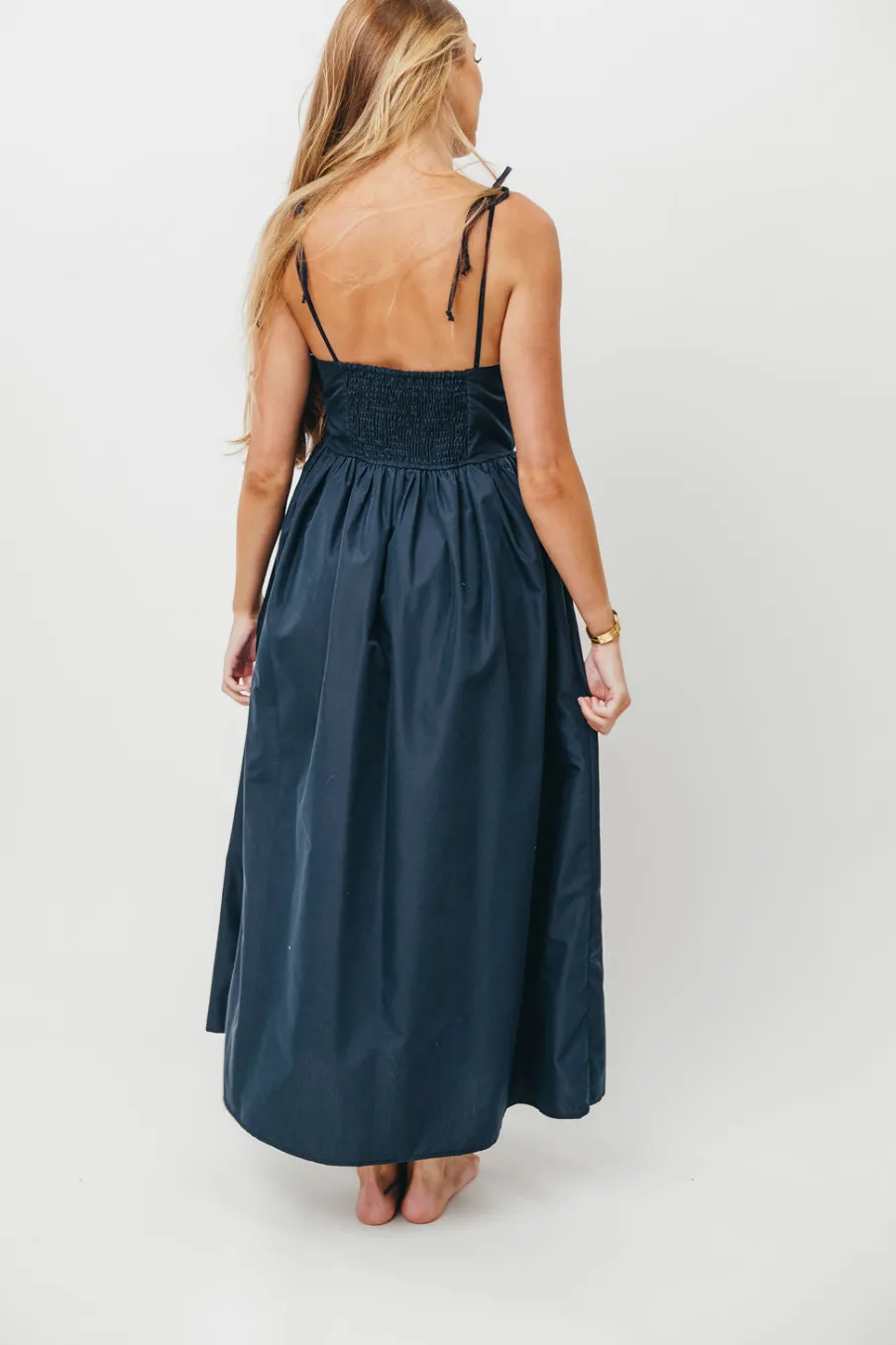 Discount Worth Collective Gracelyn Bow Tie Front Detail Maxi Dress in Navy