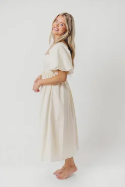 New Worth Collective Hamilton Midi Dress in Ivory - Bump Friendly
