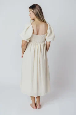 New Worth Collective Hamilton Midi Dress in Ivory - Bump Friendly