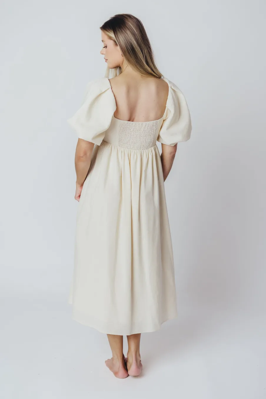 New Worth Collective Hamilton Midi Dress in Ivory - Bump Friendly