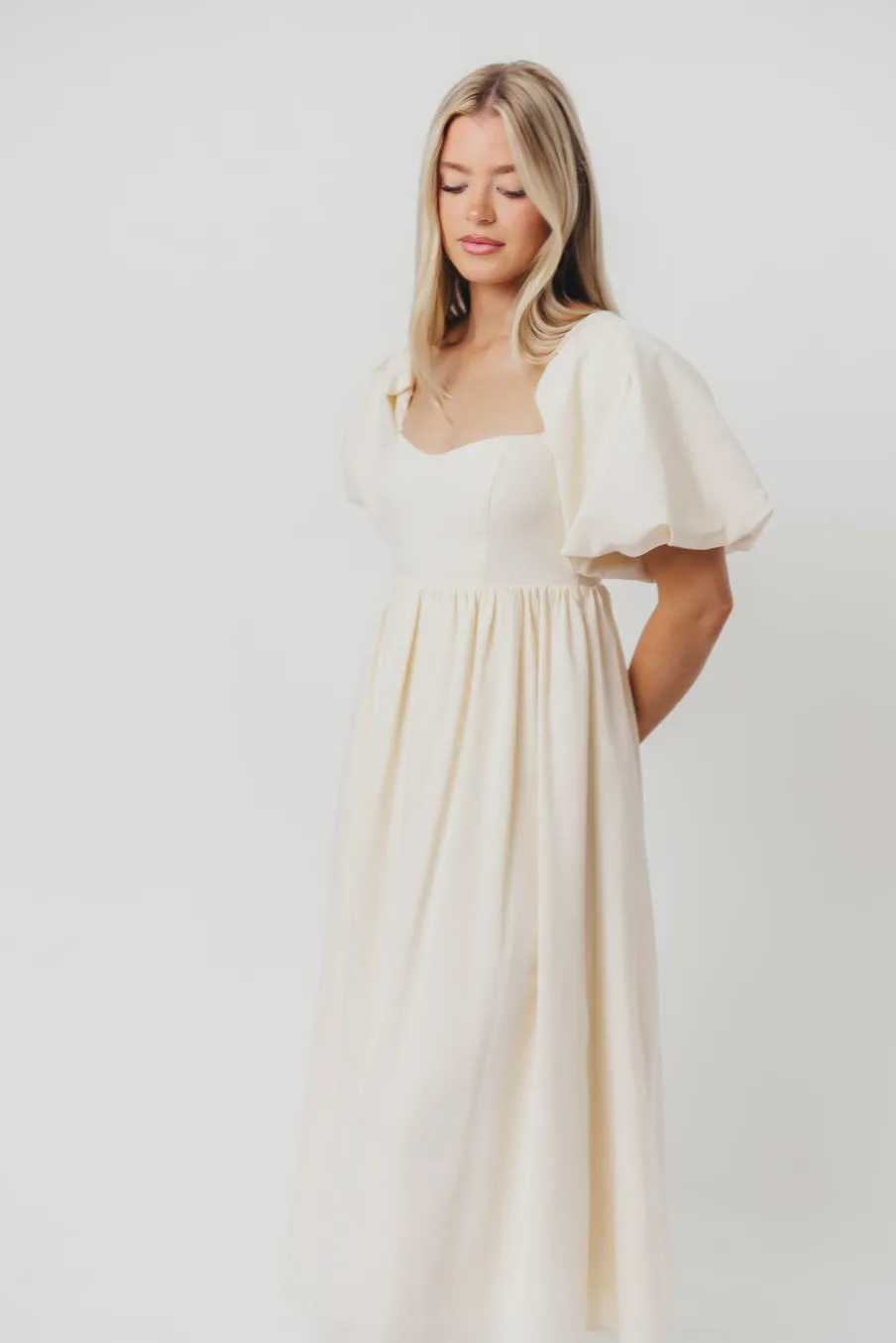New Worth Collective Hamilton Midi Dress in Ivory - Bump Friendly