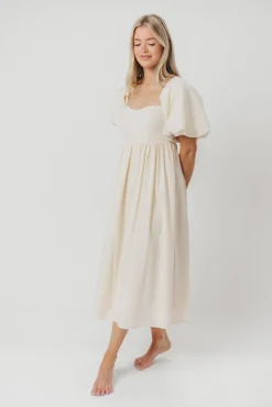 New Worth Collective Hamilton Midi Dress in Ivory - Bump Friendly