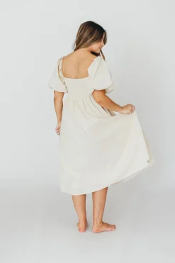 New Worth Collective Hamilton Midi Dress in Ivory - Bump Friendly