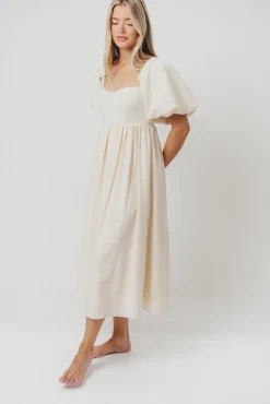 New Worth Collective Hamilton Midi Dress in Ivory - Bump Friendly
