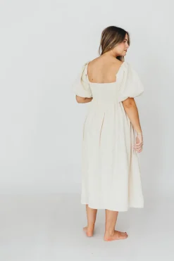 New Worth Collective Hamilton Midi Dress in Ivory - Bump Friendly