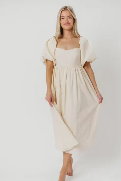 New Worth Collective Hamilton Midi Dress in Ivory - Bump Friendly
