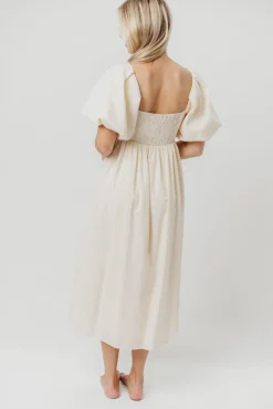 New Worth Collective Hamilton Midi Dress in Ivory - Bump Friendly