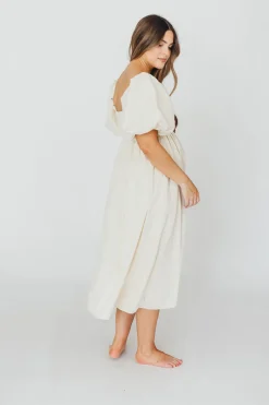 New Worth Collective Hamilton Midi Dress in Ivory - Bump Friendly