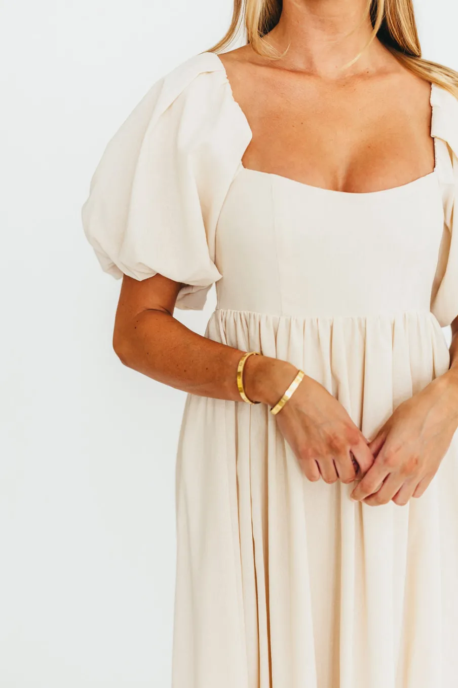 New Worth Collective Hamilton Midi Dress in Ivory - Bump Friendly