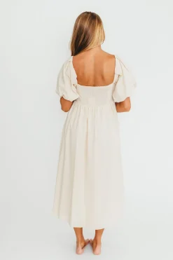 New Worth Collective Hamilton Midi Dress in Ivory - Bump Friendly