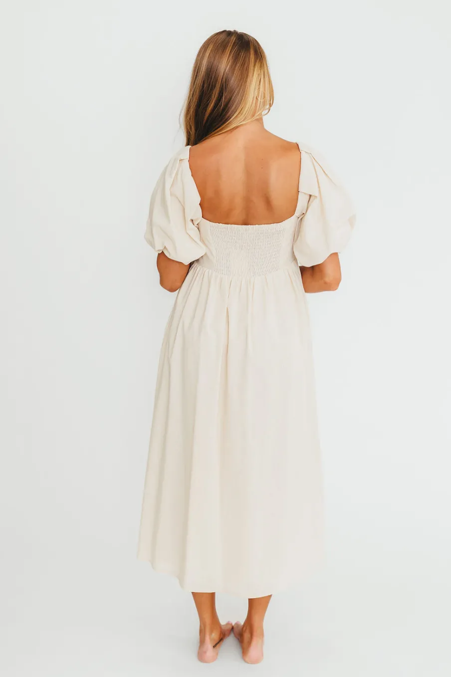 New Worth Collective Hamilton Midi Dress in Ivory - Bump Friendly