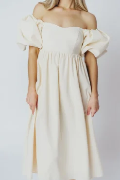 New Worth Collective Hamilton Midi Dress in Ivory - Bump Friendly