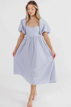 New Worth Collective Hamilton Midi Dress in Light Blue - Bump Friendly & Inclusive Sizing (