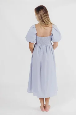 New Worth Collective Hamilton Midi Dress in Light Blue - Bump Friendly & Inclusive Sizing (