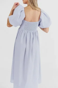 New Worth Collective Hamilton Midi Dress in Light Blue - Bump Friendly & Inclusive Sizing (