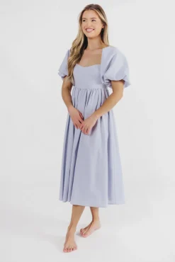 New Worth Collective Hamilton Midi Dress in Light Blue - Bump Friendly & Inclusive Sizing (