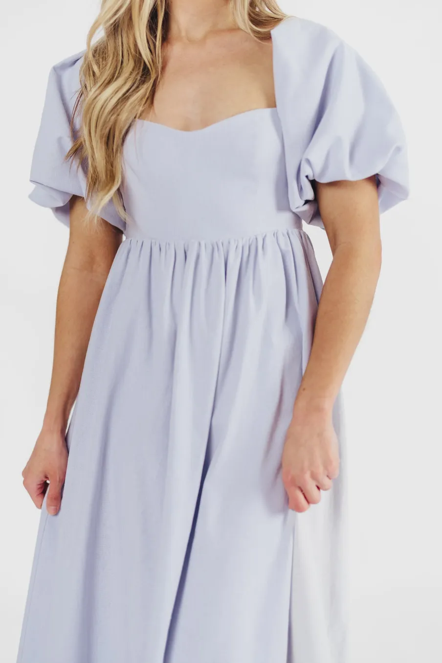 New Worth Collective Hamilton Midi Dress in Light Blue - Bump Friendly & Inclusive Sizing (