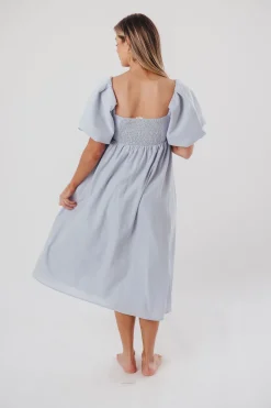 New Worth Collective Hamilton Midi Dress in Light Blue - Bump Friendly & Inclusive Sizing (
