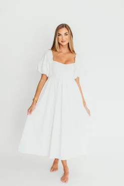 Online Worth Collective Hamilton Midi Dress in Off-White - Bump Friendly (S-2XL)