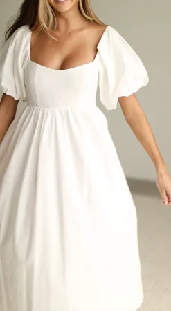 Online Worth Collective Hamilton Midi Dress in Off-White - Bump Friendly (S-2XL)