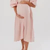 Sale Worth Collective Hamilton Midi Dress in Pink - Bump Friendly (S-2XL)