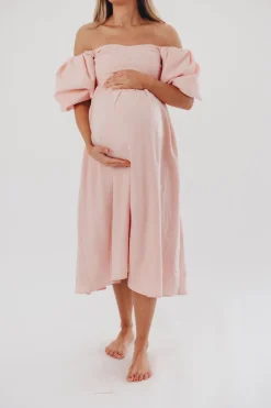 Sale Worth Collective Hamilton Midi Dress in Pink - Bump Friendly (S-2XL)