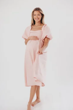 Sale Worth Collective Hamilton Midi Dress in Pink - Bump Friendly (S-2XL)