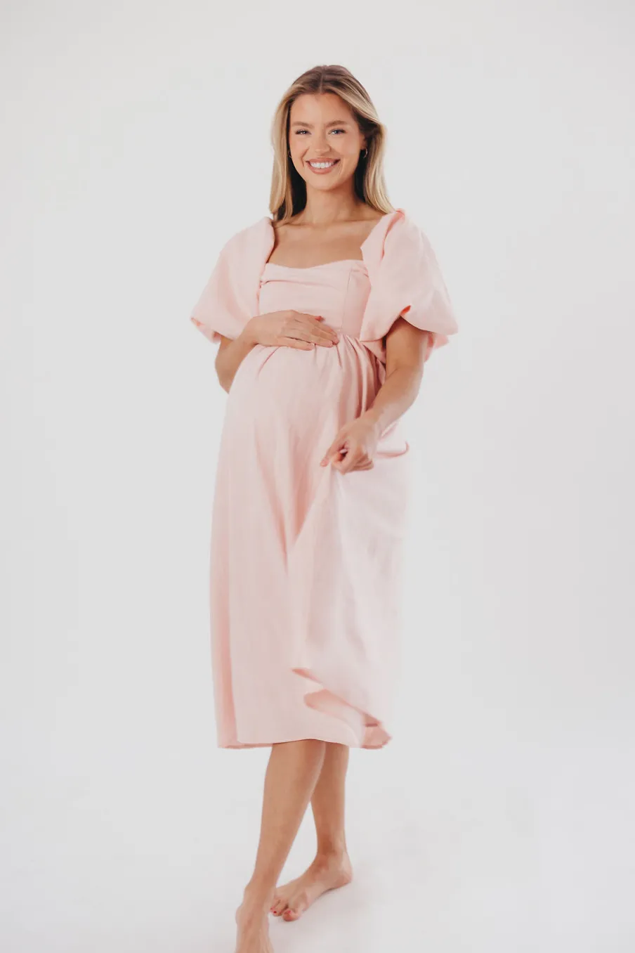 Sale Worth Collective Hamilton Midi Dress in Pink - Bump Friendly (S-2XL)