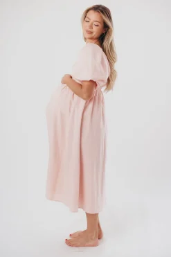 Sale Worth Collective Hamilton Midi Dress in Pink - Bump Friendly (S-2XL)