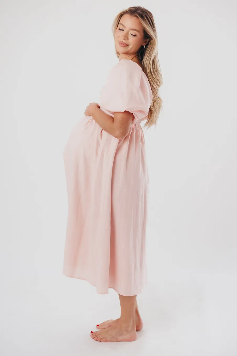 Sale Worth Collective Hamilton Midi Dress in Pink - Bump Friendly (S-2XL)