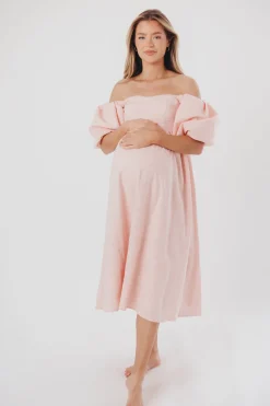 Sale Worth Collective Hamilton Midi Dress in Pink - Bump Friendly (S-2XL)