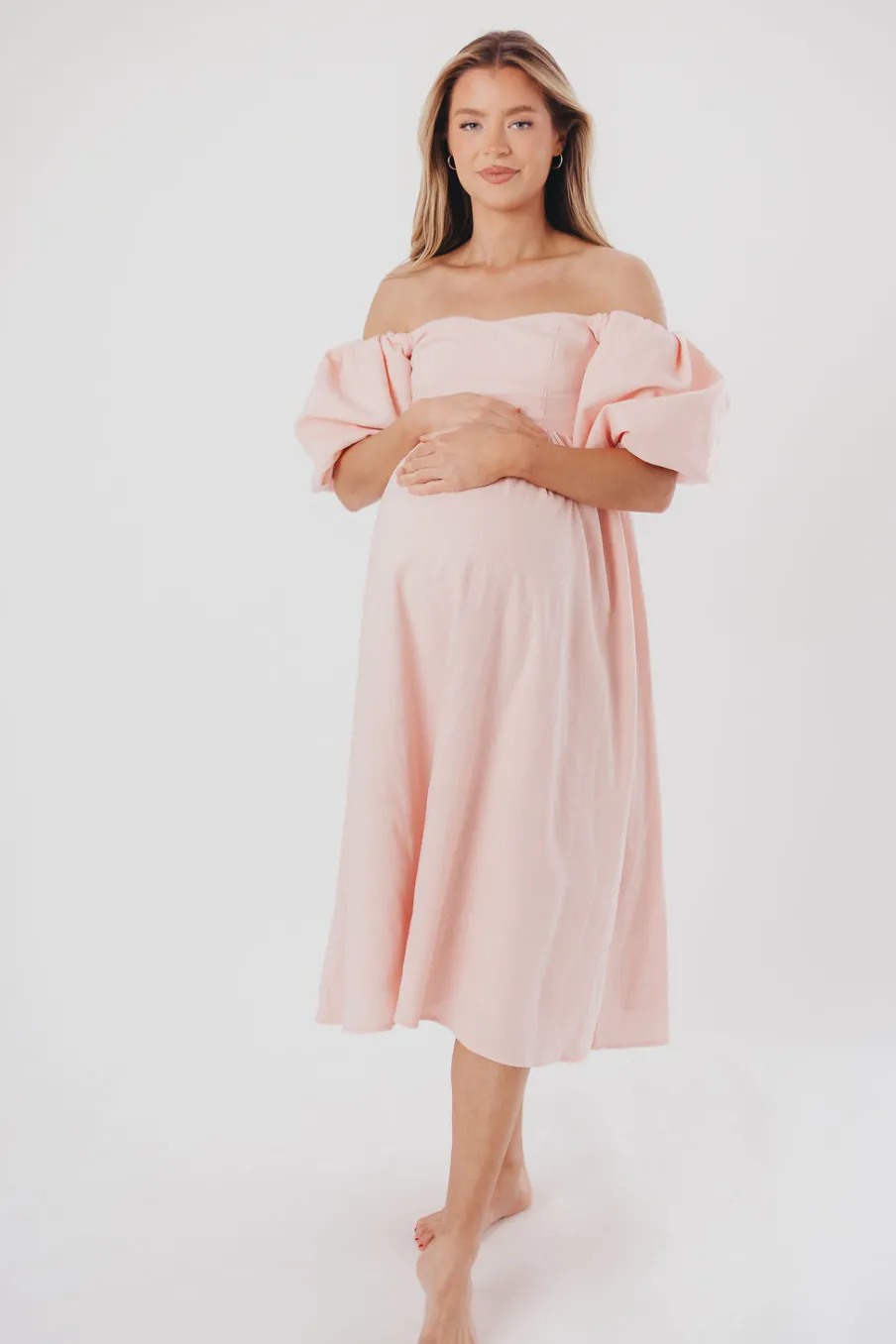 Sale Worth Collective Hamilton Midi Dress in Pink - Bump Friendly (S-2XL)
