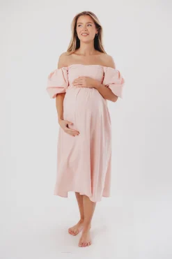 Sale Worth Collective Hamilton Midi Dress in Pink - Bump Friendly (S-2XL)