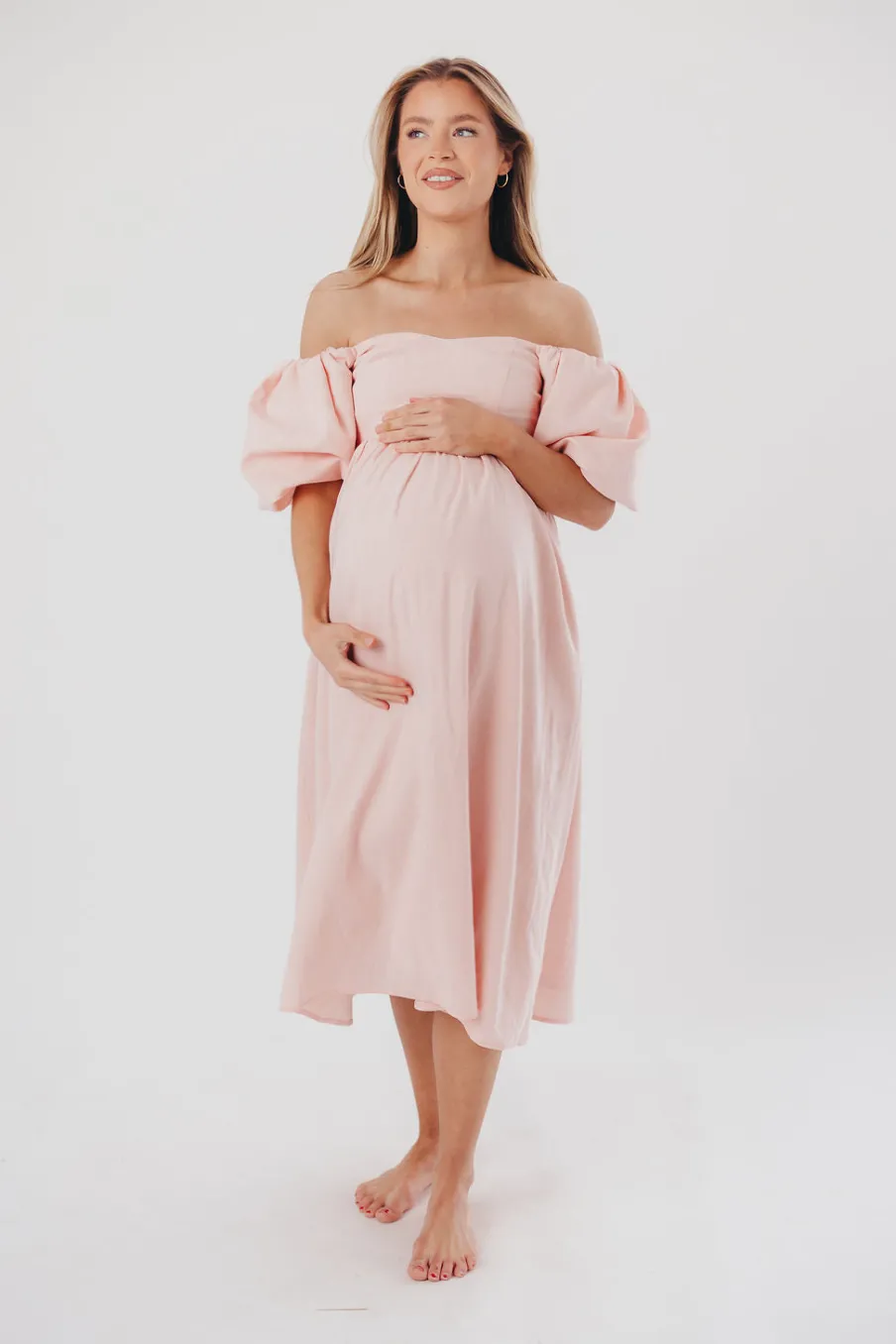 Sale Worth Collective Hamilton Midi Dress in Pink - Bump Friendly (S-2XL)