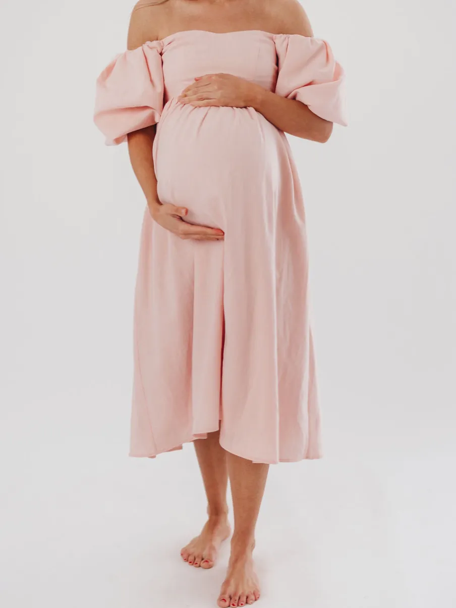 Sale Worth Collective Hamilton Midi Dress in Pink - Bump Friendly (S-2XL)