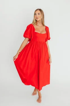 Online Worth Collective Hamilton Midi Dress in Red - Bump Friendly (S-XL)