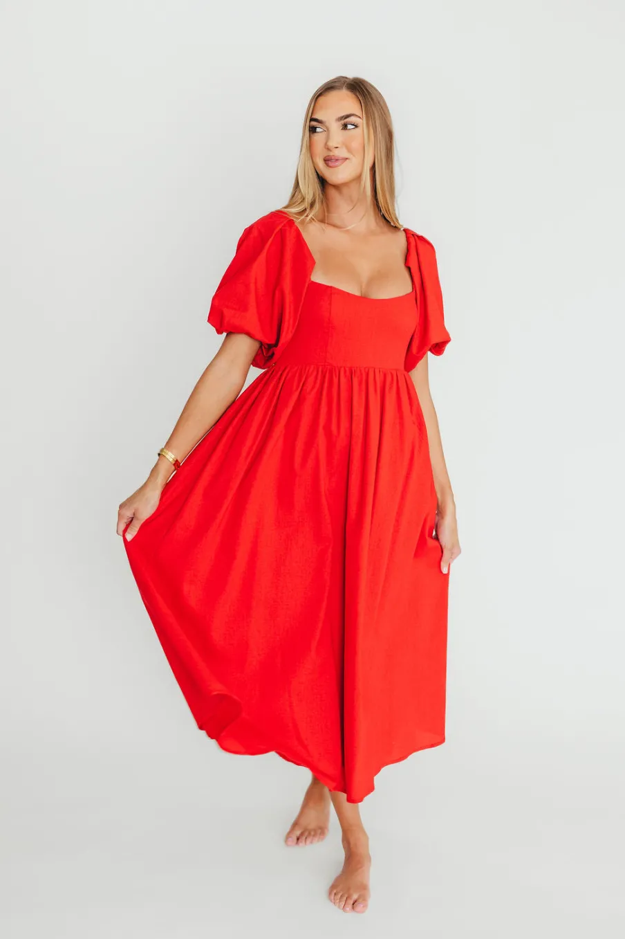 Online Worth Collective Hamilton Midi Dress in Red - Bump Friendly (S-XL)
