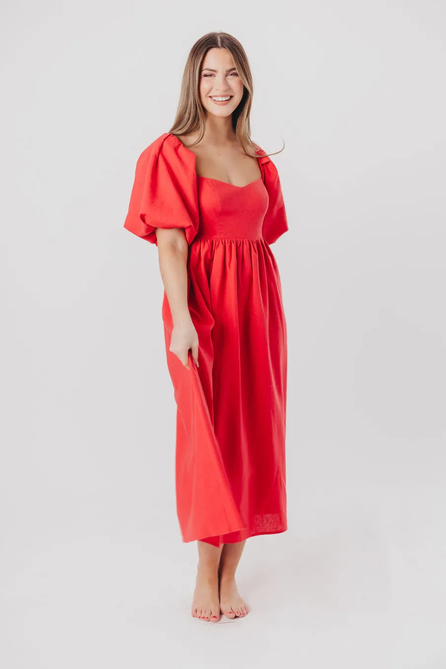 Online Worth Collective Hamilton Midi Dress in Red - Bump Friendly (S-XL)