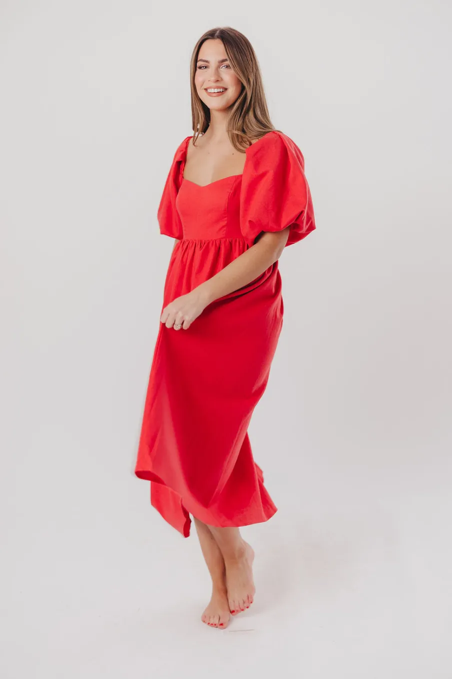 Online Worth Collective Hamilton Midi Dress in Red - Bump Friendly (S-XL)
