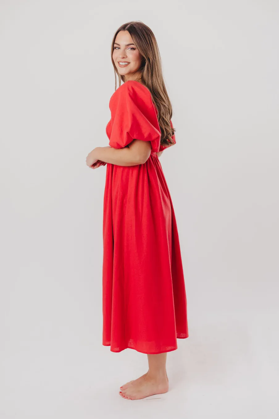 Online Worth Collective Hamilton Midi Dress in Red - Bump Friendly (S-XL)