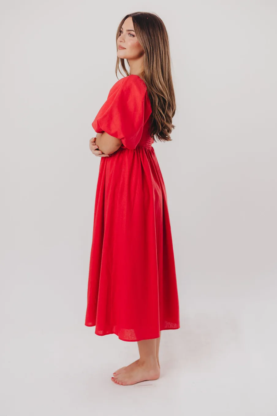 Online Worth Collective Hamilton Midi Dress in Red - Bump Friendly (S-XL)