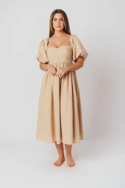 Clearance Worth Collective Hamilton Midi Dress in Taupe - Bump Friendly (S-2XL)