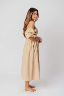 Clearance Worth Collective Hamilton Midi Dress in Taupe - Bump Friendly (S-2XL)