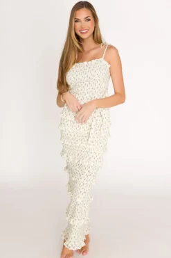 New Worth Collective Harley Maxi Dress in Gray Floral - Bump Friendly