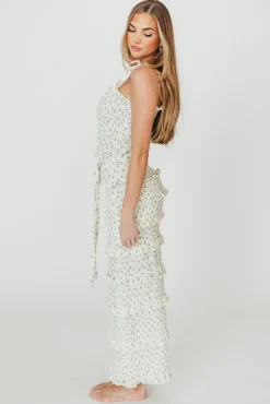 New Worth Collective Harley Maxi Dress in Gray Floral - Bump Friendly