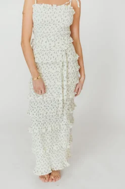 New Worth Collective Harley Maxi Dress in Gray Floral - Bump Friendly