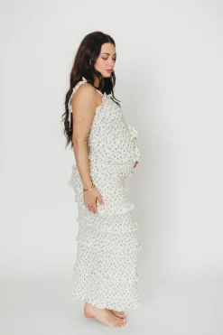 New Worth Collective Harley Maxi Dress in Gray Floral - Bump Friendly