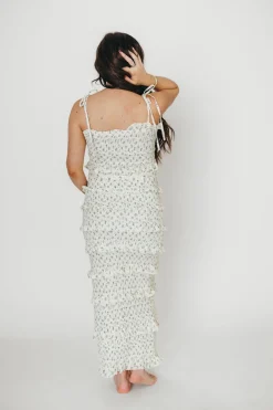New Worth Collective Harley Maxi Dress in Gray Floral - Bump Friendly